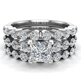 Princess Cut 2.07 Ct Shared-Prong Band Wedding Bridal Ring Set 1K Gold-I,I1 - White Gold