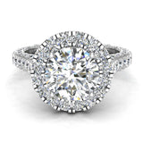 Moissanite round cut diamond halo engagement rings 14K 4.15 ctw I1 - White Gold