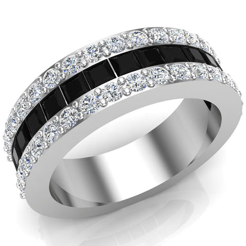Men’s half-way eternity Wedding Rings black diamond 3.72 CTW 14K - White Gold