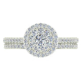 0.88 ct Illusion Solitaire Diamond Wedding Ring Set 18K Gold (G,VS) - White Gold
