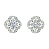 0.96 ct Unique Diamond Loop Stud Earrings Cluster 14K Gold-G,SI - White Gold