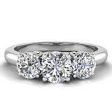 Round Diamond Three Stone Anniversary Wedding Ring in 14K Gold-G,VS2 - White Gold