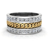Cuban Link Diamond Bands for Men Round Diamond 14K Gold 2.00 ct-SI - White Gold