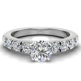 Classic Diamond Accented Solitaire Engagement Ring 18K Gold-G,VS - White Gold