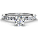 Petite Engagement Ring Round Cut Diamond 18K Gold 0.65 ct-G,VS - White Gold