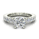 Round Eternity Diamond Engagement Ring 14K White Gold-I1 - White Gold