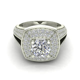 Solitaire Diamond Square Halo Split Shank Wedding Ring 18K Gold-G-VS - White Gold