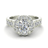 1.80 Ct Dual Row Wide Shank Halo Diamond Engagement Ring 14K Gold-I,I1 - White Gold