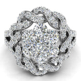 1.40 ct Braided Halo Split Shank with Illusion Solitaire Cluster Ring 14K Gold-G,SI - White Gold