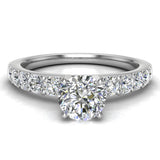 Diamond Engagement Ring with Accent Diamond 18k Gold 0.85 ct-G,VS - White Gold