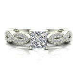 Princess-Cut Solitaire Diamond Braided Shank Engagement Ring 14K Gold (G,SI) - White Gold