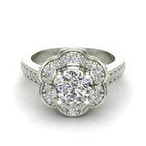 Solitaire Diamond Floral Halo Wedding Ring 14K Gold-G,SI - White Gold