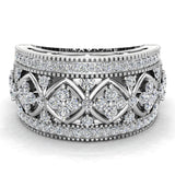 Cocktail Diamond Ring Filigree Style 14K Gold 0.95 ct tw Glitz Design (G,SI) - White Gold