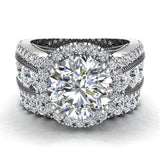 Moissanite Wedding Ring Set for Women Halo Ring 7.05 carat 18K Gold-VS - White Gold