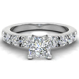Princess Solitaire Diamond Engagement Rings for Women 14K Gold-GIA - White Gold