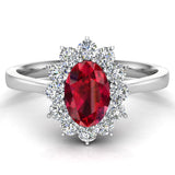 July Birthstone Ruby Oval 14K Gold Diamond Ring 0.80 ct tw - White Gold