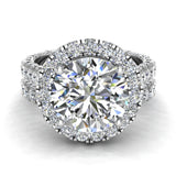 Moissanite Halo Engagement ring for women 14K Gold 4.15 ct-SI - White Gold