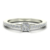 Classic Style Petite Princess Cut Diamond Promise Ring 14K Gold-G,I1 - White Gold