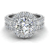 Moissanite Wedding Ring Set 14K Gold Halo Ring 7.40mm 5.15 ct-I,I1 - White Gold