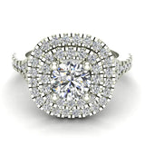 Cushion Halo Diamond Engagement Ring 1.35 cttw 14K Gold-I1 - White Gold
