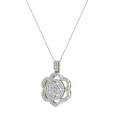 14K Gold Necklace Flower Diamond Loop Statement piece-SI - White Gold