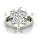 Trendsetter Fashion Palm Tree Diamond Ring 0.31 ctw 14K Gold-I,I1 - White Gold