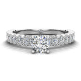 Diamond engagement ring milgrain luscious design round brilliant 14K Gold 0.90 ct SI - White Gold