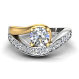 0.80 ct Engagement Ring Round Solitaire Diamond 2-tone 14K Gold SI - Yellow Gold