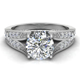Solitaire Diamond Four Pronged Tapered Shank Wedding Ring 18K Gold-G,VS - White Gold
