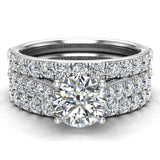Accented Diamond Solitaire Wedding Ring Set with Band 1.90 ct 14K Gold-I1 - White Gold