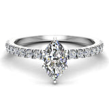 Marquise Solitaire Petite Diamond Engagement Rings 18K Gold 0.65 ct-G,SI - White Gold
