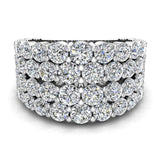 Quadruple Line Diamond Half Eternity Band Wedding Ring 14K Gold (G,SI) - White Gold
