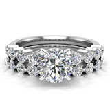 Round Diamond Wedding Ring Set shared prong 14K Gold 1.50 ct-I,I1 - White Gold