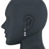 Heart Diamond Dangle Earrings Dainty Drop Style 18K Gold 1.18 ct-G,VS - White Gold