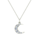 Crescent Dainty Charm Diamond Necklace 14K Gold 0.24 ct-I,I1 - White Gold