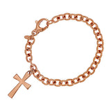 Bronze Polished Cross Rolo Link Bracelet by Bronzo Italia