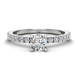 Exquisite French Pave Set Round Diamond Engagement Ring 14K Gold 0.75 ct-I,I1 - White Gold