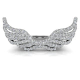 1.12 Ct Trendy Angel Wings Large Diamond Ring 18K Gold (G,VS) - White Gold