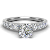 Diamond Engagement Ring with Accent Diamond 14k Gold 0.85 ct-G,SI - White Gold