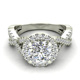 1.56 Ct Infinity Style Shank Halo Diamond Engagement Ring-14K Gold-I,I1 - White Gold