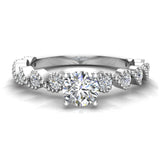 0.70 Ct Milgrain Diamond Engagement Ring for Women Ocean Wave Ripple 14K Gold G SI - White Gold