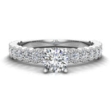 Diamond engagement ring milgrain luscious design round brilliant 14K Gold 0.90 ct I1 - White Gold