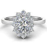0.80 ct tw April Birthstone Classic Oval Diamond Ring 18K Gold Glitz Design - White Gold