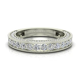 Antique Milgrain Accented Diamond Wedding Ring Band 1.22 ctw 18K Gold Glitz Design (G,SI) - White Gold