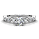 Milgrain Diamond Engagement Round Diamond Ring 14K Gold 0.70 ct-G,SI - White Gold