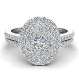 Cluster Diamond Wedding Ring Bridal Set 14K Gold Glitz Design (G,SI) - White Gold