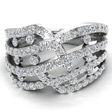 1 carat Waves Diamond Rings Anniversary gift for her 14K Gold-I,I1 - White Gold