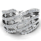 Waves Diamond Rings Anniversary gift for her 18K Gold 1 carat tw (G,VS) - White Gold
