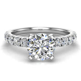 Solitaire Diamond Simple Straight Shank Engagement Ring 18K Gold-VS - White Gold