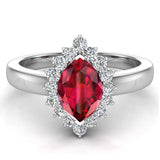 July Birthstone Ruby Marquise 14K Gold Diamond Ring 1.00 ct tw - White Gold